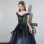 Glitzernden Marineblau Tanzen Ballkleider 2021 A Linie Off Shoulder Kurze Ärmel Pailletten Glanz Tülle Lange Rüschen Rückenfreies Festliche Kleider