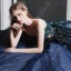 Glitzernden Marineblau Tanzen Ballkleider 2021 A Linie Off Shoulder Kurze Ärmel Pailletten Glanz Tülle Lange Rüschen Rückenfreies Festliche Kleider