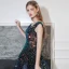 Glitzernden Marineblau Tanzen Ballkleider 2021 A Linie Off Shoulder Kurze Ärmel Pailletten Glanz Tülle Lange Rüschen Rückenfreies Festliche Kleider