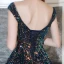 Glitzernden Marineblau Tanzen Ballkleider 2021 A Linie Off Shoulder Kurze Ärmel Pailletten Glanz Tülle Lange Rüschen Rückenfreies Festliche Kleider