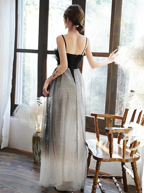 Sparkly Black Homecoming Graduation Dresses 2021 A-Line Princess Spaghetti Straps Star