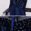 Style Chinois Ciel étoilé Bleu Roi Dansant Robe De Bal 2021 Princesse Transparentes Col Haut Manches Longues Étoile Paillettes Longue Volants Robe De Ceremonie