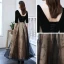 Elegant Black Dancing Prom Dresses 2021 A-Line / Princess See-through Deep V-Neck 1/2 Sleeves Appliques Sequins Floor-Length / Long Ruffle Backless Formal Dresses