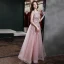 Flower Fairy Blushing Pink Floral Prom Dresses A-Line / Princess 2021 Scoop Neck Sleeveless Appliques Lace Beading Floor-Length / Long Ruffle Formal Dresses