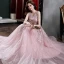 Flower Fairy Blushing Pink Floral Prom Dresses A-Line / Princess 2021 Scoop Neck Sleeveless Appliques Lace Beading Floor-Length / Long Ruffle Formal Dresses