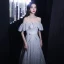 Bling Bling Silver Homecoming Graduation Dresses 2021 A-Line / Princess Off-The-Shoulder Short Sleeve Glitter Polyester Tea-length Ruffle Backless Formal Dresses