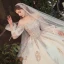 Luxus / Herrlich Champagner Hochzeits Brautkleider / Hochzeitskleider 2021 Ballkleid Off Shoulder Geschwollenes Lange Ärmel Rückenfreies Applikationen Spitze Perlenstickerei Pailletten Glanz Tülle Kathedrale Schleppe Rüschen
