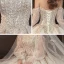 Luxus / Herrlich Champagner Hochzeits Brautkleider / Hochzeitskleider 2021 Ballkleid Off Shoulder Geschwollenes Lange Ärmel Rückenfreies Applikationen Spitze Perlenstickerei Pailletten Glanz Tülle Kathedrale Schleppe Rüschen
