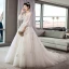 Elegant Ivory Wedding Dresses 2018 A-Line / Princess V-Neck Puffy 3/4 Sleeve Backless Star Appliques Lace Beading Pearl Court Train Ruffle