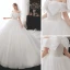 Schlicht Weiß Hochzeits Brautkleider / Hochzeitskleider 2021 Ballkleid Off Shoulder Kurze Ärmel Rückenfreies Perlenstickerei Glanz Tülle Kathedrale Schleppe Rüschen