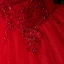 Kinesisk Stil Röd Brud Bröllopsklänningar 2021 Balklänning Av Axeln Korta ärm Halterneck Appliqués Spets Beading Glittriga / Glitter Tyll Cathedral Train Ruffle