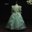 Flower Fairy Green Birthday Flower Girl Dresses 2021 Ball Gown V-Neck Sleeveless Backless Appliques Lace Flower Beading Floor-Length / Long Ruffle
