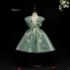Flower Fairy Green Birthday Flower Girl Dresses 2021 Ball Gown V-Neck Sleeveless Backless Appliques Lace Flower Beading Floor-Length / Long Ruffle