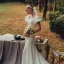 High End Garten / Im Freien Ivory / Creme Spitze Brautkleider / Hochzeitskleider 2021 Meerjungfrau Eckiger Ausschnitt Geschwollenes Kurze Ärmel Rückenfreies Perlenstickerei Perle Stoffgürtel Sweep / Pinsel Zug Rüschen