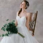 Affordable White Outdoor / Garden Wedding Dresses 2021 A-Line / Princess Spaghetti Straps Sleeveless Backless Appliques Lace Spotted Tulle Floor-Length / Long Ruffle