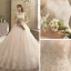 Scintillantes Champagne La Mariée Robe De Mariée 2021 Robe Boule Bustier Sans Manches Dos Nu Appliques En Dentelle Perlage Paillettes Cathedral Train Volants