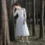 Affordable White Lace Outdoor / Garden Wedding Dresses 2021 A-Line / Princess Scoop Neck Long Sleeve Backless Tea-length Ruffle