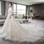 Luxury / Gorgeous Ivory Wedding Dresses 2018 A-Line / Princess Off-The-Shoulder Short Sleeve Appliques Lace Beading Backless Cathedral Train Ruffle