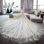 Luxury / Gorgeous Ivory Wedding Dresses 2018 A-Line / Princess Off-The-Shoulder Short Sleeve Appliques Lace Beading Backless Cathedral Train Ruffle