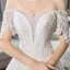 Luxury / Gorgeous Ivory Wedding Dresses 2018 A-Line / Princess Off-The-Shoulder Short Sleeve Appliques Lace Beading Backless Cathedral Train Ruffle