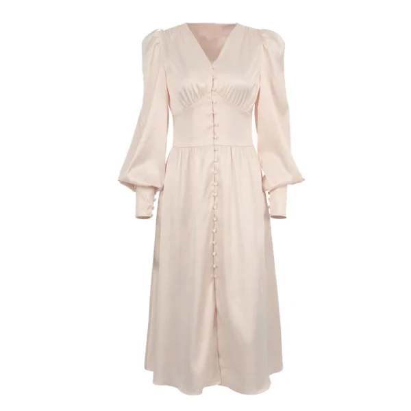 beige modest maxi dress Ruffled Modest Maxi Dress main image 1