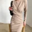 Modest / Simple Brown Casual Maxi Dresses 2021 Scoop Neck Long Sleeve Tea-length Womens Clothing