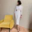 Modest / Simple Brown Casual Maxi Dresses 2021 Scoop Neck Long Sleeve Tea-length Womens Clothing