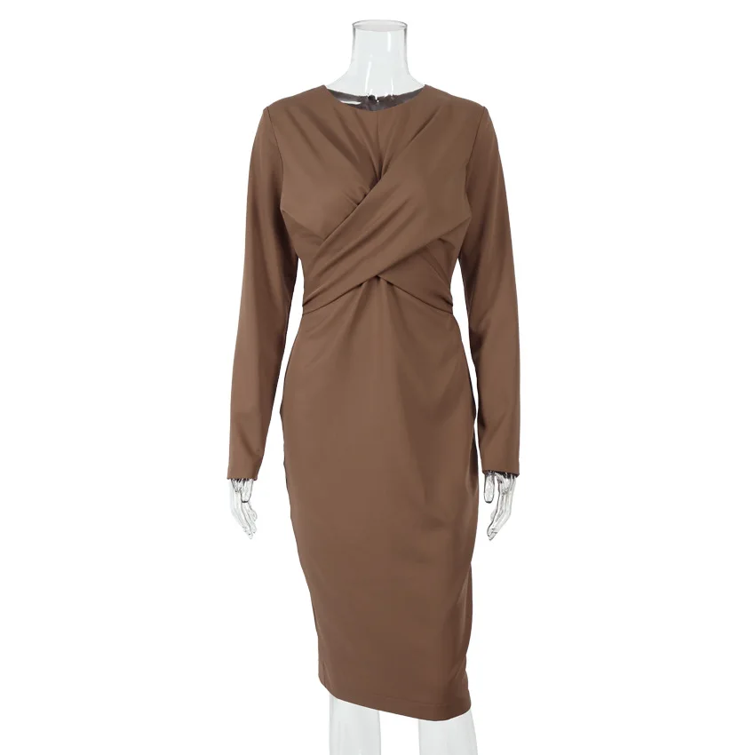 knee length dresses for ladies Mocha Brown Casual Maxi Dress - All Dresses
