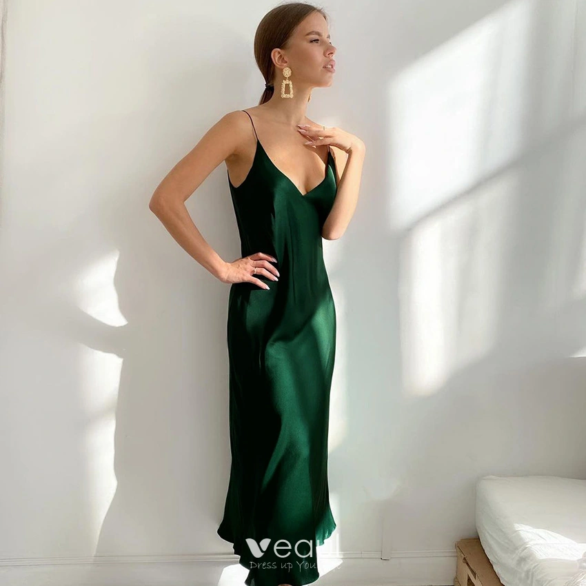 chinese dress ladies Green Satin Maxi Dress - Emerald Chiara Evening Gown main image 0