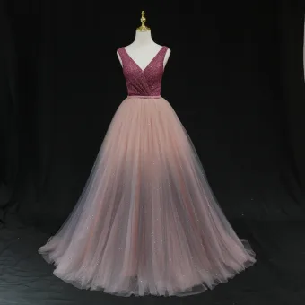 High End Burgundy Dancing Prom Dresses 2021 A Line Princess Deep V Neck Sleeveless Beading Sash Sequins Glitter Tulle Floor Length Long Ruffle Backless Formal Dresses