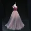 High-end Burgundy Dancing Prom Dresses 2021 A-Line / Princess Deep V-Neck Sleeveless Beading Sash Sequins Glitter Tulle Floor-Length / Long Ruffle Backless Formal Dresses