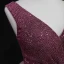 High-end Burgundy Dancing Prom Dresses 2021 A-Line / Princess Deep V-Neck Sleeveless Beading Sash Sequins Glitter Tulle Floor-Length / Long Ruffle Backless Formal Dresses