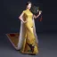 Chinese style Yellow Cheongsam / Qipao 2021 Trumpet / Mermaid High Neck Short Sleeve Butterfly Printing Watteau Train Formal Dresses