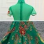 Fancy Dark Green Cheongsam / Qipao 2021 Trumpet / Mermaid See-through High Neck Short Sleeve Appliques Lace Flower Rhinestone Sweep Train Formal Dresses