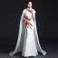 Chic / Beautiful White Cheongsam / Qipao 2021 Trumpet / Mermaid High Neck Short Sleeve Appliques Embroidered Watteau Train Ruffle Formal Dresses