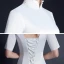 Chinese style White Satin Printing Cheongsam / Qipao 2021 Trumpet / Mermaid High Neck 1/2 Sleeves Watteau Train Formal Dresses