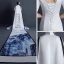 Chinese style White Satin Printing Cheongsam / Qipao 2021 Trumpet / Mermaid High Neck 1/2 Sleeves Watteau Train Formal Dresses