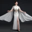 Elegant White Chiffon Cheongsam / Qipao 2021 Trumpet / Mermaid High Neck Long Sleeve Appliques Lace Beading Split Front Floor-Length / Long Ruffle Formal Dresses