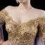 Luxe Bleu Ciel Transparentes Robe De Soirée 2021 Trompette / Sirène Encolure Dégagée Manches Longues Manches de cloche Appliques En Dentelle Perlage Paillettes Train De Balayage Robe De Ceremonie