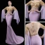 Luxe Bleu Ciel Transparentes Robe De Soirée 2021 Trompette / Sirène Encolure Dégagée Manches Longues Manches de cloche Appliques En Dentelle Perlage Paillettes Train De Balayage Robe De Ceremonie