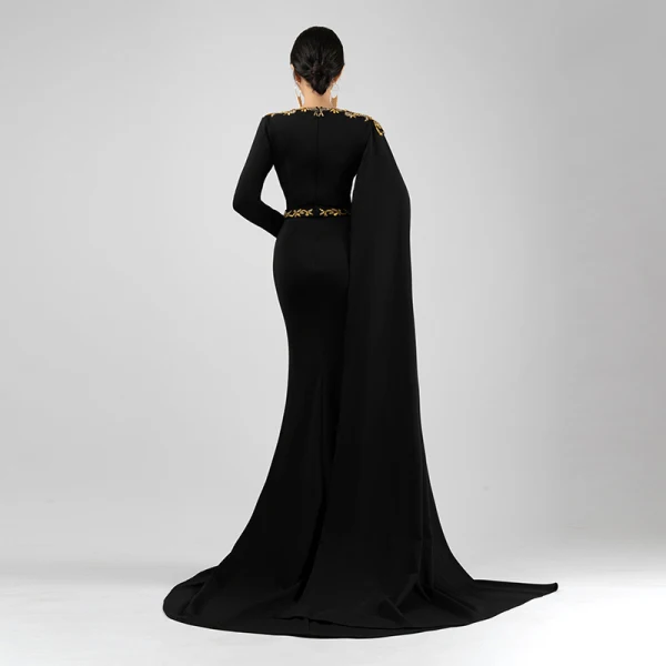 luxury black evening dress Elegant Black One Shoulder Evening Dress Luxury Party Gowns Black / 1XL