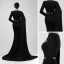Luxe Noire Robe De Soirée 2021 Trompette / Sirène V-Cou Manches Longues Appliques En Dentelle Perlage Fendue devant Train De Balayage Robe De Ceremonie