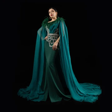 Luxury Gorgeous Red Carpet Green Evening Dresses 2021 Trumpet Mermaid Square Neckline Sleeveless Feather Beading Sequins Split Front Watteau Train Ruffle Backless Formal Dresses