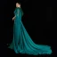 Luxury / Gorgeous Red Carpet Green Evening Dresses  2021 Trumpet / Mermaid Square Neckline Sleeveless Feather Beading Sequins Split Front Watteau Train Ruffle Backless Formal Dresses