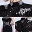 Luxury / Gorgeous Red Carpet Black See-through Evening Dresses  2021 Trumpet / Mermaid High Neck Short Sleeve Handmade  Beading Split Front Sweep Train Ruffle Formal Dresses