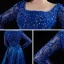 Luxe Bleu Roi Satin Tapis rouge Robe De Soirée 2021 Trompette / Sirène Encolure Carrée Manches Longues Fait main Perlage Train De Balayage Robe De Ceremonie