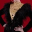 Luxury / Gorgeous Red Carpet Black Gold Evening Dresses  2021 Trumpet / Mermaid High Neck Long Sleeve Feather Appliques Lace Beading Sweep Train Ruffle Formal Dresses