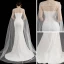 Luxury / Gorgeous White Satin Bridal Wedding Dresses 2021 Trumpet / Mermaid Spaghetti Straps Sleeveless Backless Beading Pearl Watteau Train Ruffle
