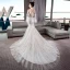 Luxe Ivoire Transparentes Robe De Mariée 2018 Trompette / Sirène De l'épaule Manches de cloche Dos Nu Appliques En Dentelle Glitter Tulle Chapel Train Volants