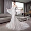 Luxe Ivoire Transparentes Robe De Mariée 2018 Trompette / Sirène De l'épaule Manches de cloche Dos Nu Appliques En Dentelle Glitter Tulle Chapel Train Volants